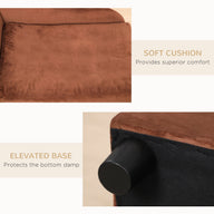 Brown Fabric Dog Sofa Bed Couch with Storage 740x485x165 mm