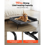 Elevated Large Mesh Dog Bed with Pillow XL in Black