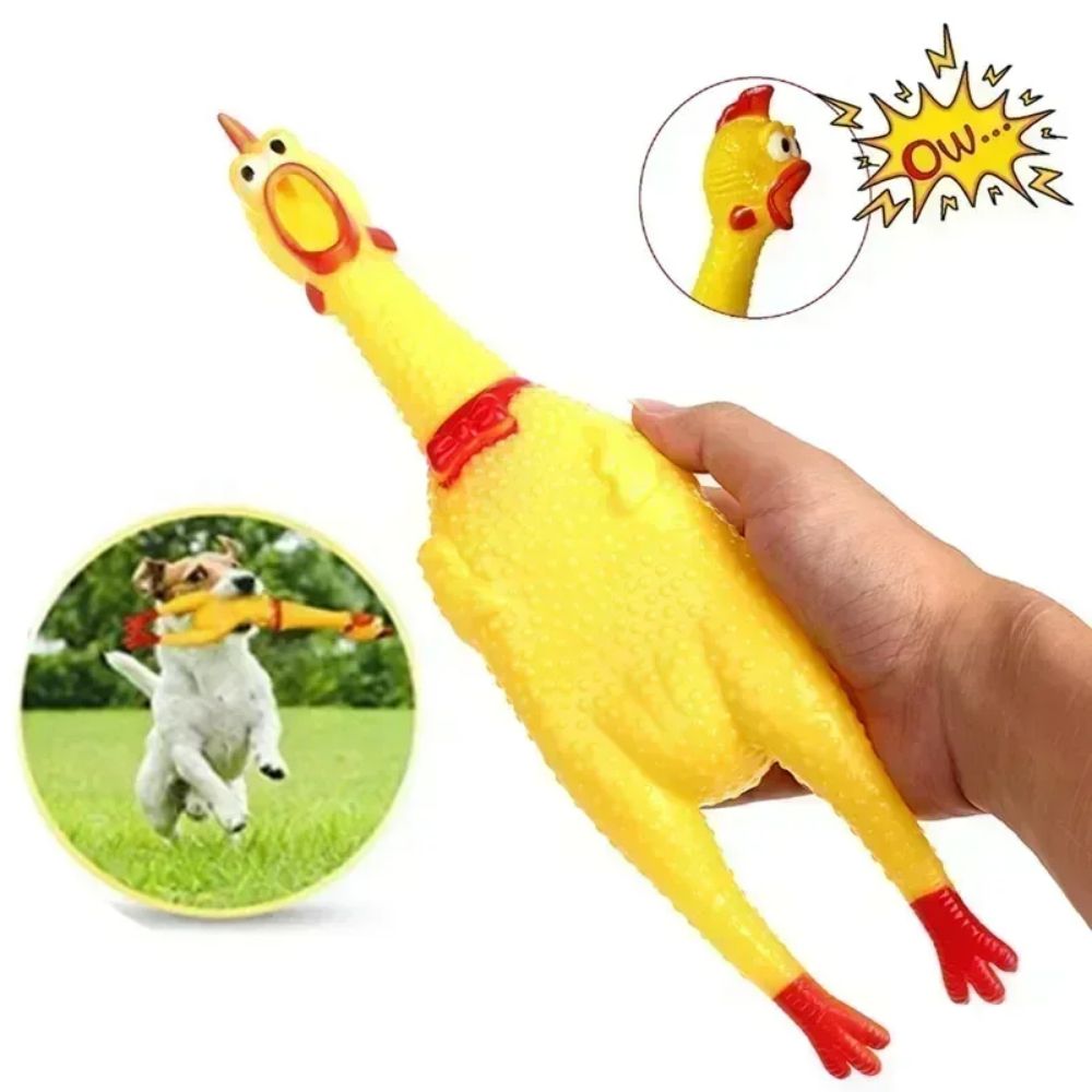 New Pet Dog Squeak Toy Screaming Chicken Squeeze Dog Chew Toy Durable And Fun Yellow Rubber Exhaust Chicken Toys
