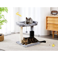 Small 4-in-1 Cat Tree Tower with Sisal Scratching Post and Grooming Brush