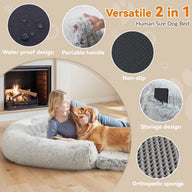 Orthopedic Foldable Plush Dog Bed for Large Dogs in Faux Fur