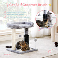 Small 4-in-1 Cat Tree Tower with Sisal Scratching Post and Grooming Brush