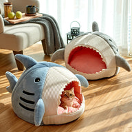 Shark Semi-Closed Fabric Dog Yurt Bed All Seasons