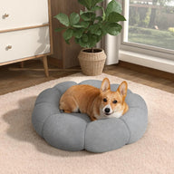 Fluffy Teddy Sherpa Round Donut Dog Bed with Raised Rim
