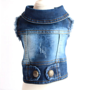 Denim Dog Jacket Vest with Hood Small to 2XL