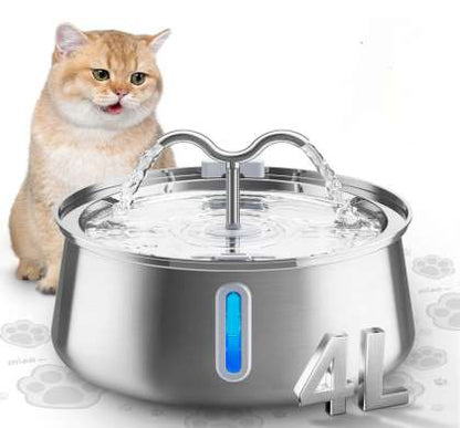 All Stainless Steel Pet Water Dispenser Round Runway Type Large Capacity Dogs And Cats Water Dispenser