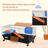 35L Black Metal Chinchilla Cage with Feeder and Ramp