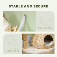 41 Inch Indoor Cat Tree with Wooden Scratching Posts and Condo Bed