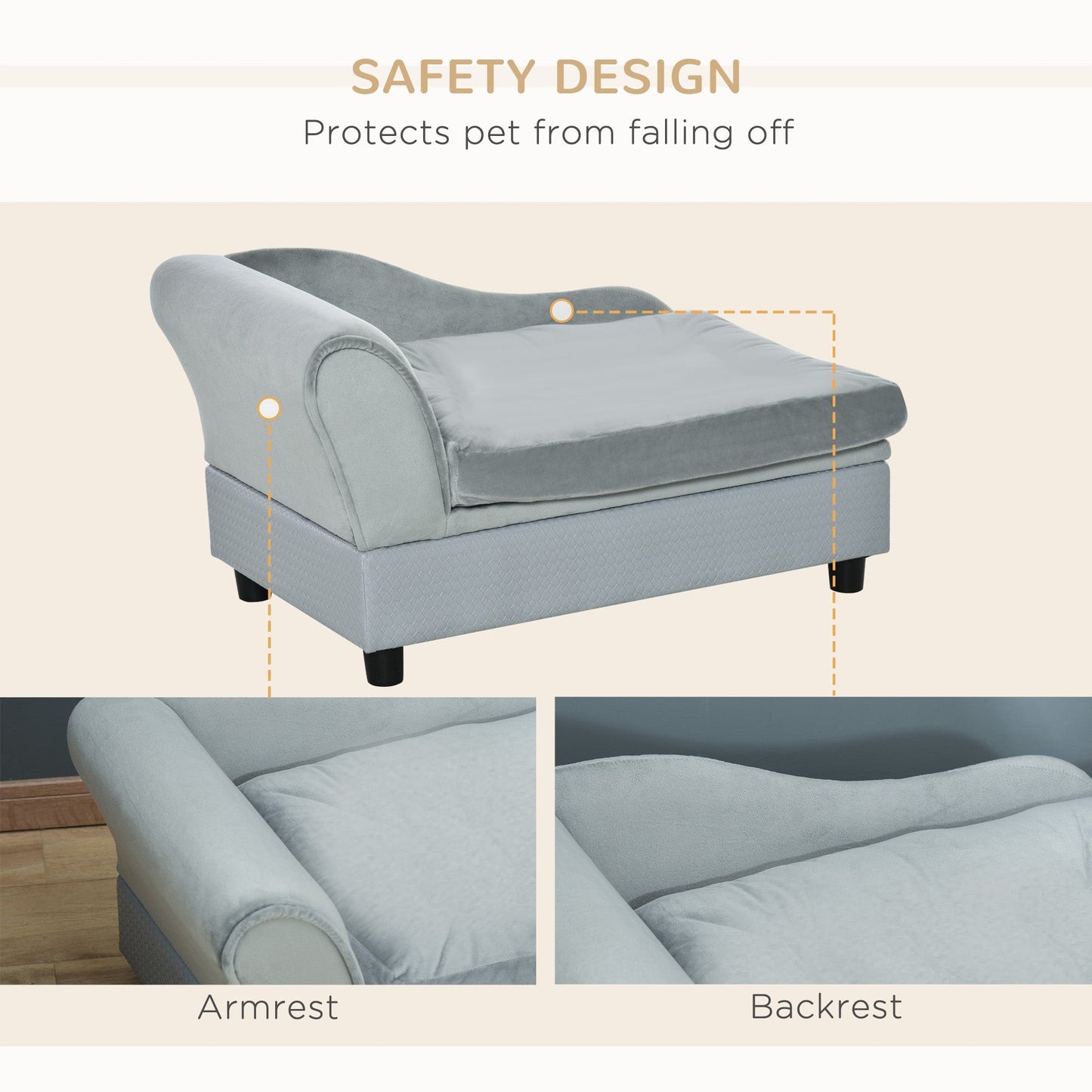 Luxury Small Dog Couch Bed with Hidden Storage & Foam Cushion