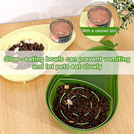 Automatic Avocado Wooden Slow Feed Cat Bowl with Water Feeder
