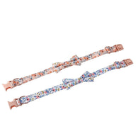 Cotton Floral Pattern Dog Collar with Rose Gold Buckle
