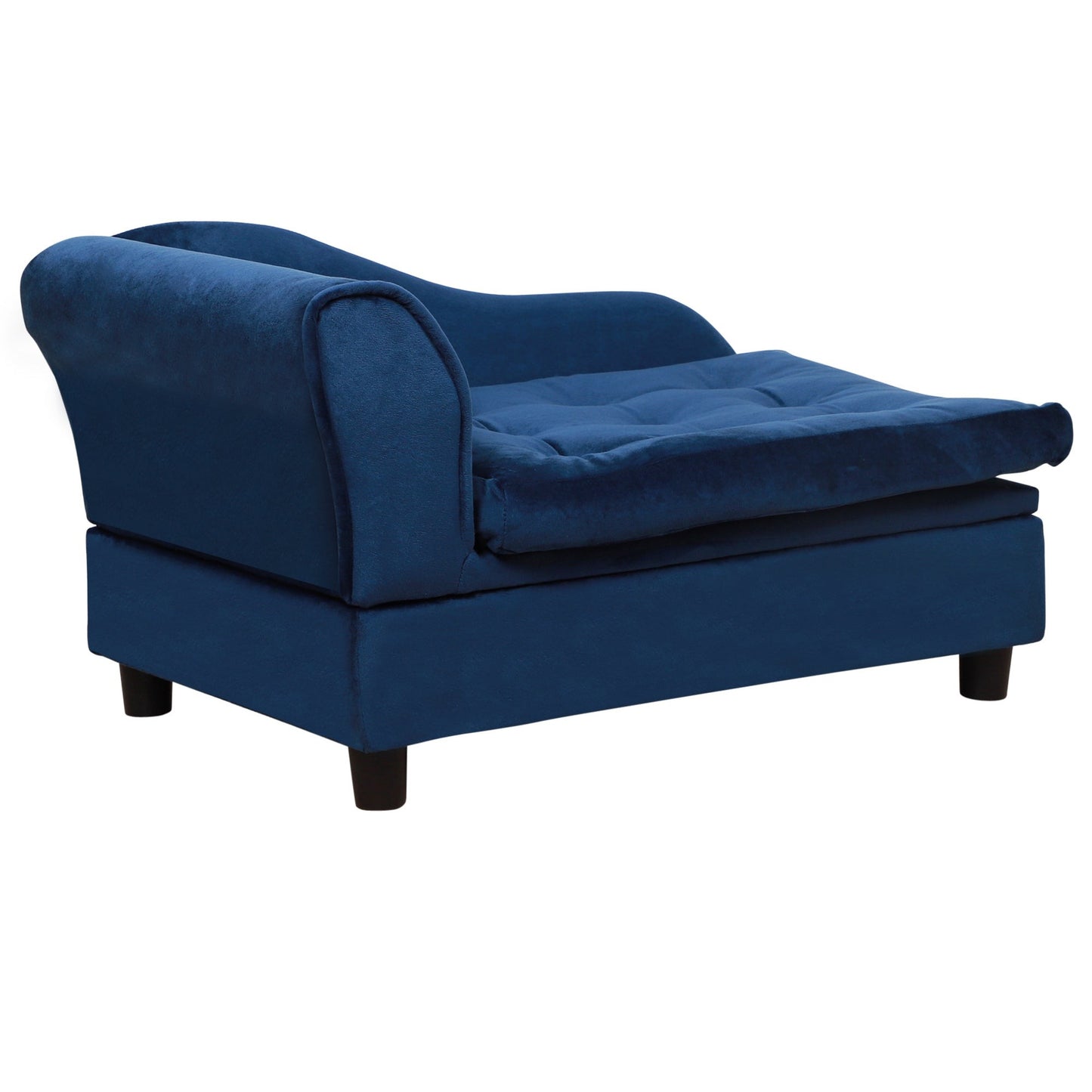 Luxury Small Dog Bed with Hidden Storage in Blue Fabric
