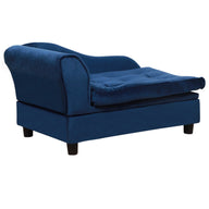 Luxury Small Dog Bed with Hidden Storage in Blue Fabric
