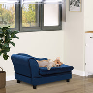 Luxury Small Dog Bed with Hidden Storage in Blue Fabric