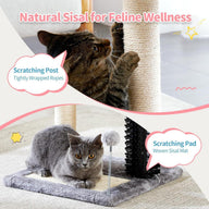 Small 4-in-1 Cat Tree Tower with Sisal Scratching Post and Grooming Brush