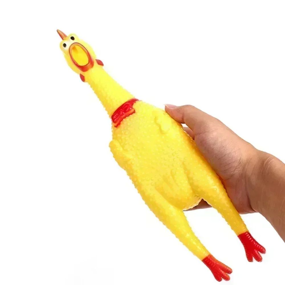 New Pet Dog Squeak Toy Screaming Chicken Squeeze Dog Chew Toy Durable And Fun Yellow Rubber Exhaust Chicken Toys