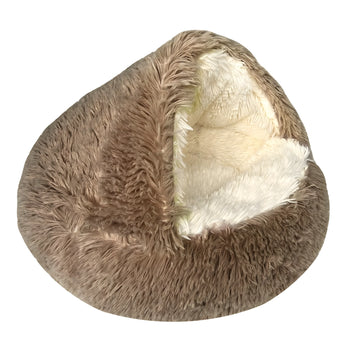 Semi Enclosed Fabric Cat Bed with Plush Options