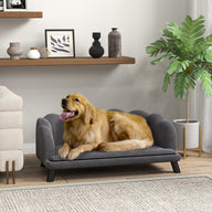 Grey Dog Sofa Bed with Cushion and Birch Wood Legs