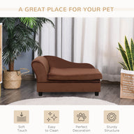 Brown Fabric Dog Sofa Bed Couch with Storage 740x485x165 mm