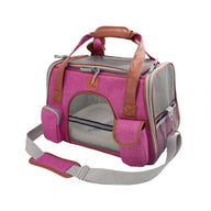 Cat Carrier Bag with Fabric Body and Leather Handles