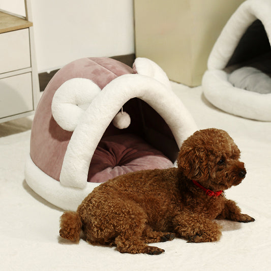Pet Tent Cave Bed For Cats Small Dogs Self-Warming Cat Tent Bed Cat Hut Comfortable Pet Sleeping Bed