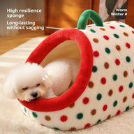 Semi Enclosed Fabric Dog Bed in Polka Dot or Love Pattern