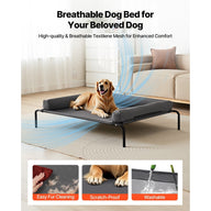 Elevated Large Mesh Dog Bed with Pillow XL in Black