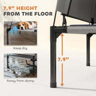 Elevated Light Gray Dog Bed with Removable Canopy & Cooling Pad