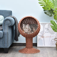 Elevated Rotatable Egg Chair Bed with Thick Cushion for Cats Brown