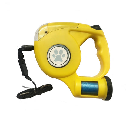 Retractable Dog Leash Equipped With Flashlight And Rubbish Bag Storage