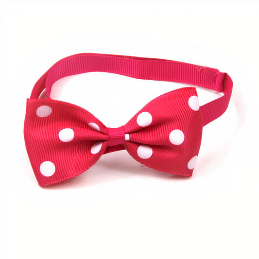 Colorful Dot Pattern Fabric Dog Hair Bow in 15 Colors
