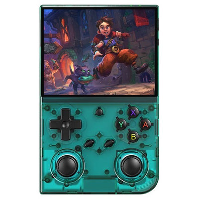 ANBERNIC RG35XX Pro Game Console, 64GB + 256GB TF Card with 14000+ Games, 3.5 inch IPS Screen, 30+ Emulators, Multimedia App, 7 Hours of Playtime, Dual Joysticks - Transparent Teal