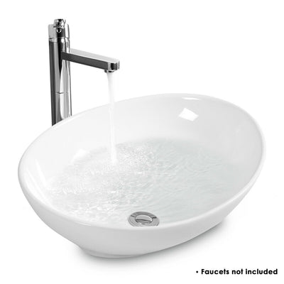 Oval Bathroom Basin Ceramic Vessel Sink - Color: White
