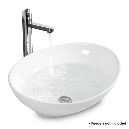 Oval Bathroom Basin Ceramic Vessel Sink - Color: White