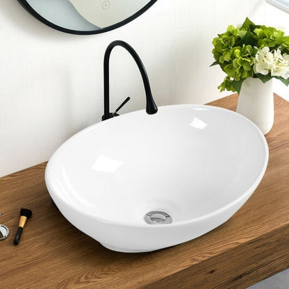 Oval Bathroom Basin Ceramic Vessel Sink - Color: White