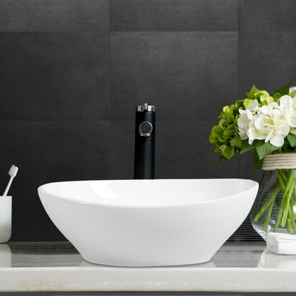 Oval Bathroom Basin Ceramic Vessel Sink - Color: White