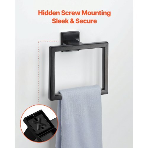 Matte Black Bathroom Hardware Set, 5 Pieces Bathroom Accessories Set, Stainless Steel 16 inch Towel Bar, Towel Rack, 2 Robe Towel Hooks, Toilet Paper Holder for Bath Room, Wall Mounted