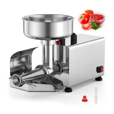450W Electric Tomato Strainer Commercial Grade Food Mill Stainless Steel Sauce Maker - Color: Silver