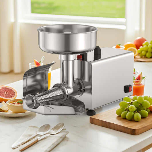 450W Electric Tomato Strainer Commercial Grade Food Mill Stainless Steel Sauce Maker - Color: Silver