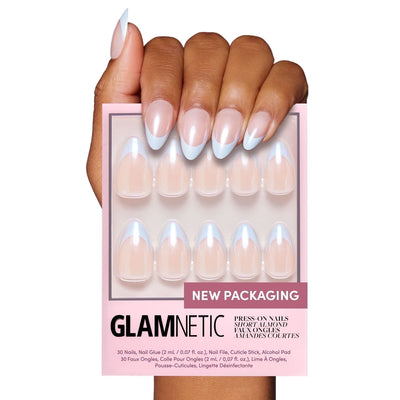 Glamnetic Press-On Nails – Blueberry Icing | Glazed French Tip Nails, "Salon Quality", 30 Count