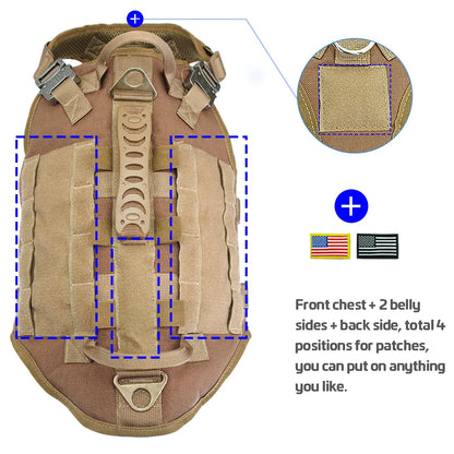 Tactical Dog Harness Military No Pull Pet Harness Vest For Medium Large Dogs Training Hiking Molle Dog Harness With Pouches