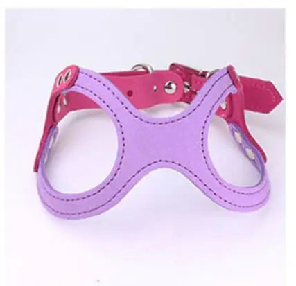 New Pet Dog Harness Soft Leather Dog Harness+ Leash Cute Glass Pattern Harness Attaching Strong Leash For Different Breeds S M L
