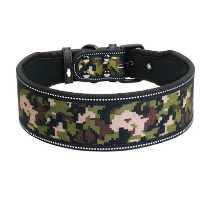 Nylon Dog Collar Reflective Pet Dogs Collars Breathable Padded Striped Pitbull German Shepherd Medium Large Dogs Collar S M L
