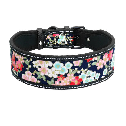 Nylon Dog Collar Reflective Pet Dogs Collars Breathable Padded Striped Pitbull German Shepherd Medium Large Dogs Collar S M L