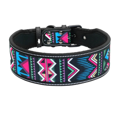Nylon Dog Collar Reflective Pet Dogs Collars Breathable Padded Striped Pitbull German Shepherd Medium Large Dogs Collar S M L