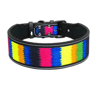 Nylon Dog Collar Reflective Pet Dogs Collars Breathable Padded Striped Pitbull German Shepherd Medium Large Dogs Collar S M L