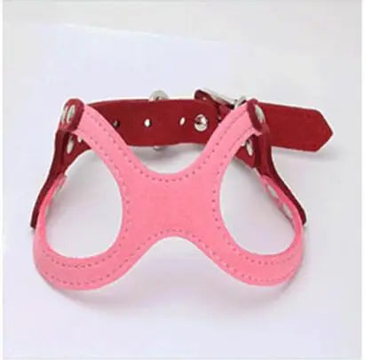 New Pet Dog Harness Soft Leather Dog Harness+ Leash Cute Glass Pattern Harness Attaching Strong Leash For Different Breeds S M L