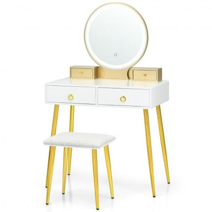 Vanity Table Set with Mirror-Gray