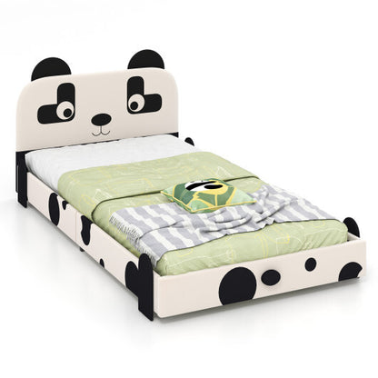 Twin Size Kids Bed with Cute Panda Headboard - Color: Black & White