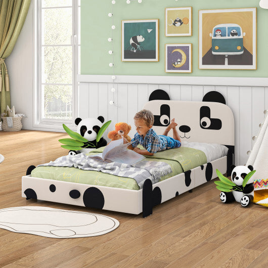 Twin Size Kids Bed with Cute Panda Headboard - Color: Black & White